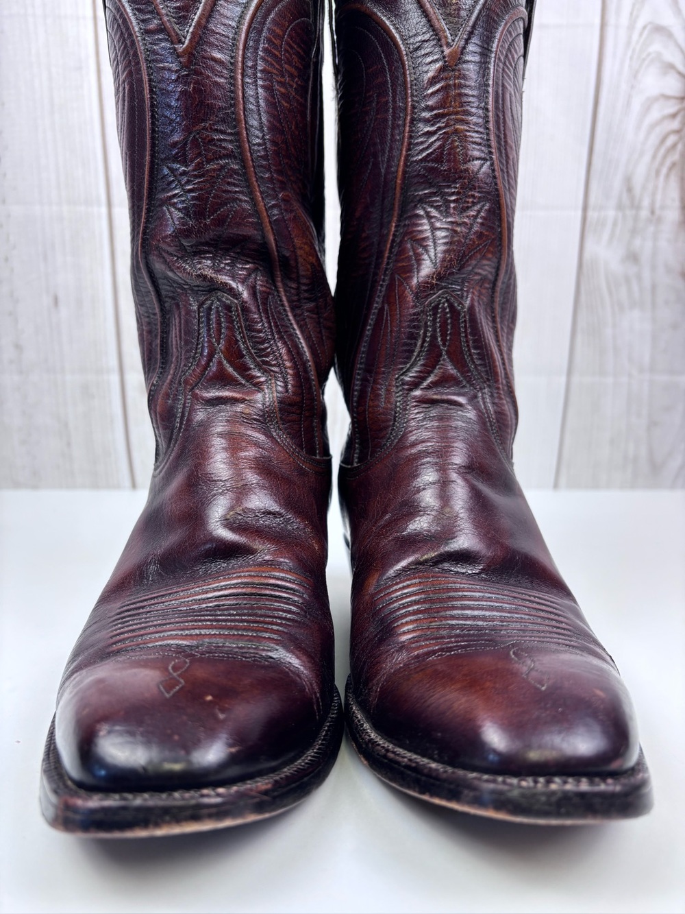 Vintage Lucchese Seville Boots San Antonio 2083ZZ Goatskin Leather Cowboy Sz 8E - Picture 5 of 15